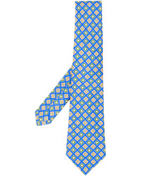 Cravatta di seta stampata blu di Kiton