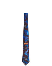 Cravatta di seta stampata blu di Paul Smith