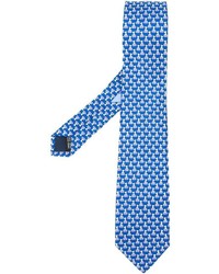 Cravatta di seta stampata blu di Salvatore Ferragamo