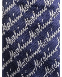 Cravatta di seta stampata blu di Moschino