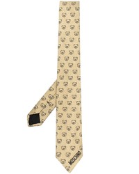 Cravatta di seta stampata dorata di Moschino