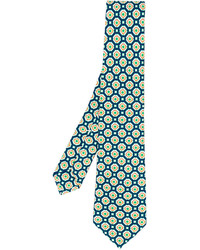 Cravatta di seta stampata foglia di tè di Kiton