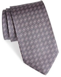 Cravatta di seta stampata grigio scuro