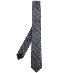 Cravatta di seta stampata grigio scuro di Alexander McQueen