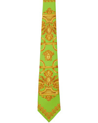 Cravatta di seta stampata lime di Versace
