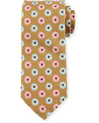 Cravatta di seta stampata marrone chiaro