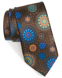 Cravatta di seta stampata marrone