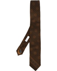 Cravatta di seta stampata marrone scuro di Boglioli