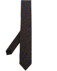 Cravatta di seta stampata marrone scuro di Lardini