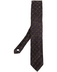 Cravatta di seta stampata marrone scuro di Lardini