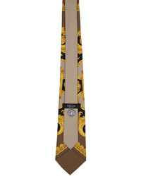 Cravatta di seta stampata marrone di Versace