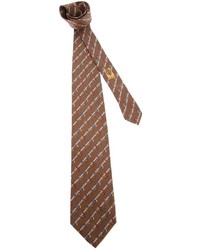 Cravatta di seta stampata marrone di Gucci