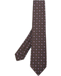 Cravatta di seta stampata marrone di Kiton