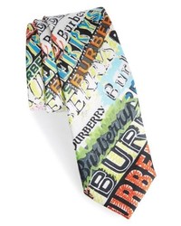Cravatta di seta stampata multicolore
