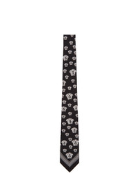 Cravatta di seta stampata nera e bianca