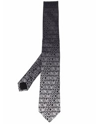 Cravatta di seta stampata nera e bianca di Moschino