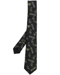 Cravatta di seta stampata nera di Moschino