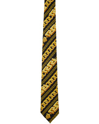 Cravatta di seta stampata nera di Versace