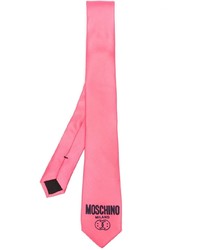 Cravatta di seta stampata rosa di Moschino