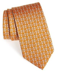Cravatta di seta stampata senape
