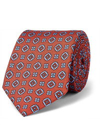 Cravatta di seta stampata terracotta