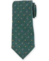 Cravatta di seta stampata verde scuro