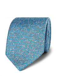 Cravatta di seta tessuta azzurra