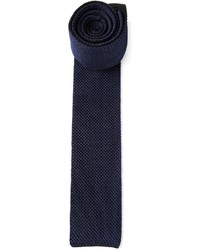 Cravatta lavorata a maglia blu scuro di Brioni