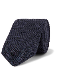 Cravatta lavorata a maglia blu scuro di Brioni