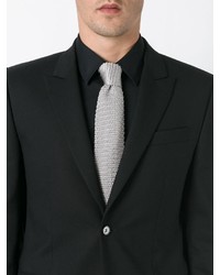 Cravatta lavorata a maglia grigia