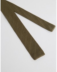 Cravatta lavorata a maglia verde oliva di Asos