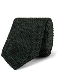 Cravatta lavorata a maglia verde scuro di Brioni