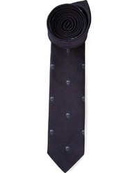 Cravatta ricamata blu scuro di Alexander McQueen