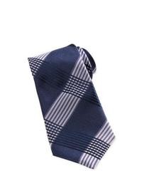 Cravatta scozzese blu scuro e bianca