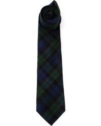 Cravatta scozzese blu scuro e verde di Drakes