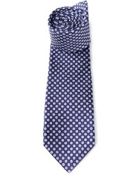 Cravatta stampata blu scuro e bianca di Kiton