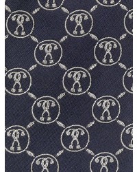 Cravatta stampata blu scuro e bianca di Moschino