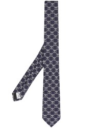 Cravatta stampata blu scuro e bianca di Moschino