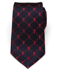 Cravatta stampata blu scuro e rossa