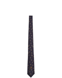 Cravatta stampata blu scuro di Gucci