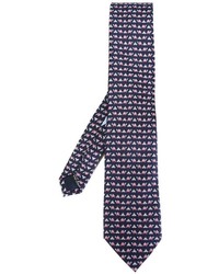 Cravatta stampata blu scuro di Salvatore Ferragamo