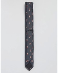 Cravatta stampata grigio scuro di Asos