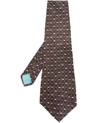 Cravatta stampata marrone scuro