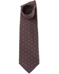 Cravatta stampata marrone scuro di Hermes