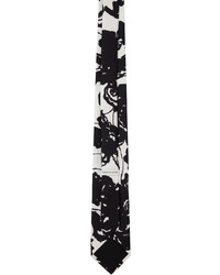 Cravatta stampata nera e bianca di Dries Van Noten