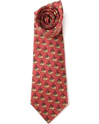 Cravatta stampata rossa di Hermes