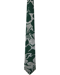 Cravatta stampata verde scuro di Dries Van Noten