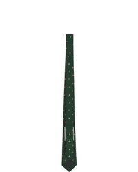 Cravatta stampata verde scuro di Gucci