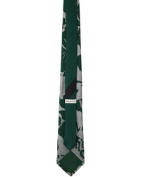Cravatta stampata verde scuro di Dries Van Noten
