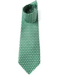 Cravatta stampata verde di Salvatore Ferragamo